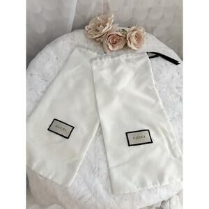 GUCCI Set Of 2 White Shoes Dust Bag Storage Cloth Drawstring 17.5 x 8.5 inches